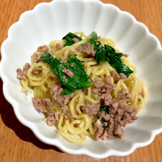 ひき肉とほうれん草の塩焼きそば！